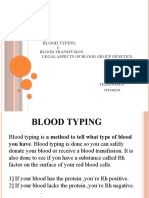 Blood Typing: Blood Transfusion Legal Aspects of Blood Group Genetics
