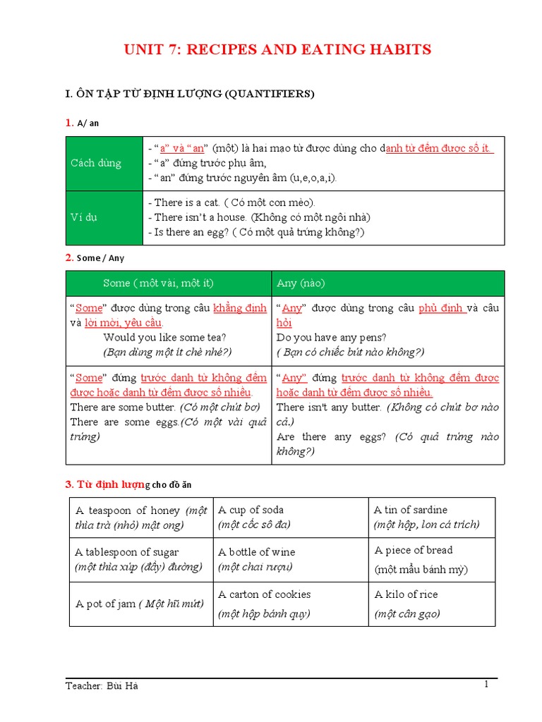 English 9 - Unit 7 - Grammar 1 - Quantifiers - Okk | PDF
