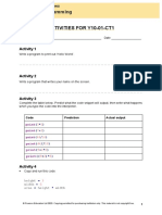 Introduction To Programming Activities For Y10-01-Ct1: Activity 1