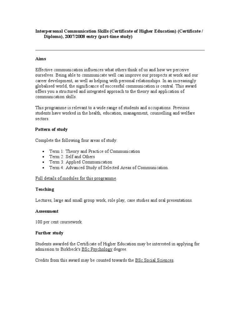 Interpersonal Communication Skills Certificate | PDF | Interpersonal ...
