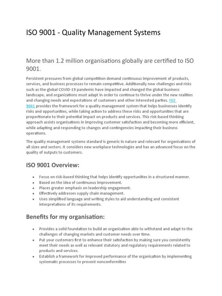 ISO 9001: Quality Management Guide | PDF | Quality Management | Iso 9000