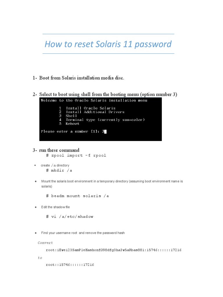 How To Reset Solaris 11 Password PDF