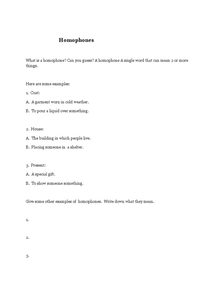 Understanding Homophones: Definitions & Examples | PDF | Language Arts ...