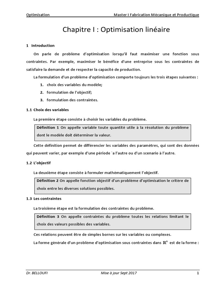 Introduction à l'optimisation linéaire | PDF | Optimisation ...
