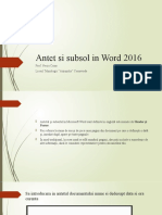 Antet Si Subsol in Word 2016