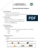 Lesson Plan in Mother Tongue