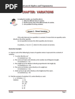 Advanced Algebra and Trigonometry: Lesson 1: Direct Variation