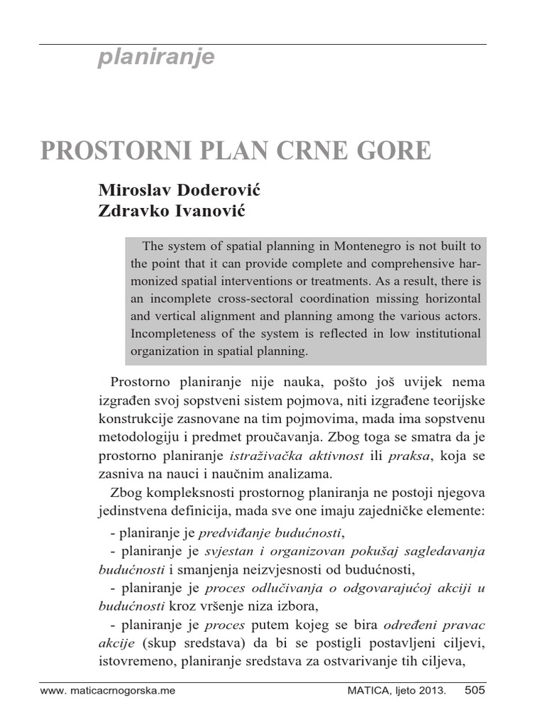 Prostorni Plan CG | PDF