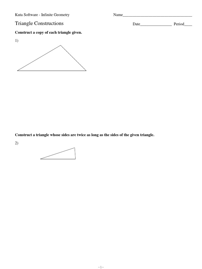 Triangle Constructions: Construct A Copy of Each Triangle Given | PDF ...