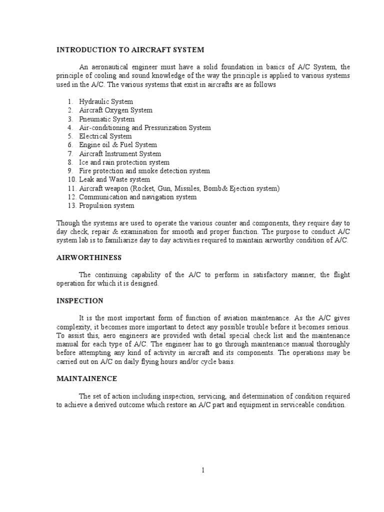 Introduction To Aircraft System | PDF | Manufactured Goods | Mechanical ...
