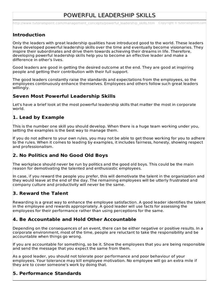 Powerful Leadership Skills | PDF | Leadership | Cognitive Science