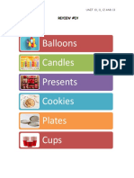 Balloons Candles Presents Cookies Plates Cups: Review #Iv 1. Vocabulary