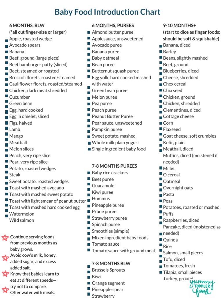 Baby Food Introduction Chart | Download Free PDF | Foods | Potato