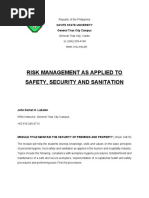 Risk Management As Applied To Safety, Security and Sanitation