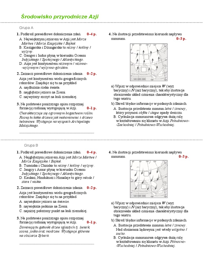 Sprawdzian Geografia Klasa 8 Azja Nowa Era Pdf