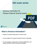 Summer 2022 Exam Series: Advance Information For Pearson Edexcel Science Exams
