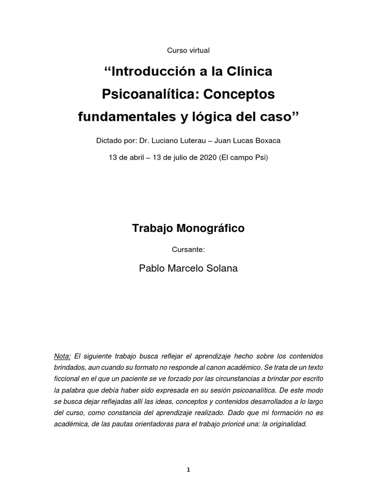 Monograf Clínica Psi - Solana Pablo | PDF | Relaciones personales, crianza  y desarrollo personal
