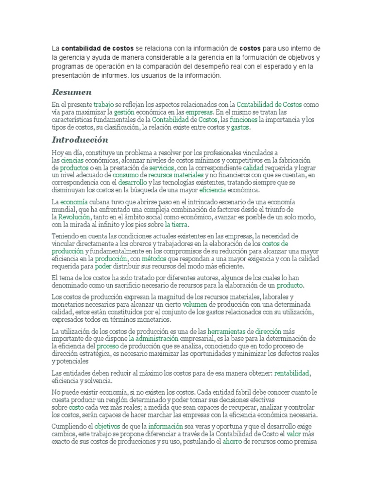 Contabilidad de Costos para Empresas Eficientes | PDF | Costo ...