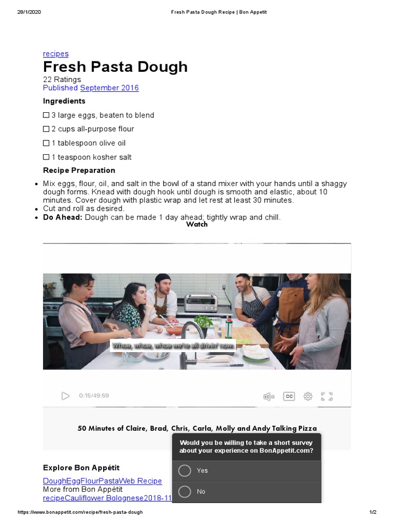 Fresh Pasta Dough Recipe Bon Appetit PDF Dough Pasta