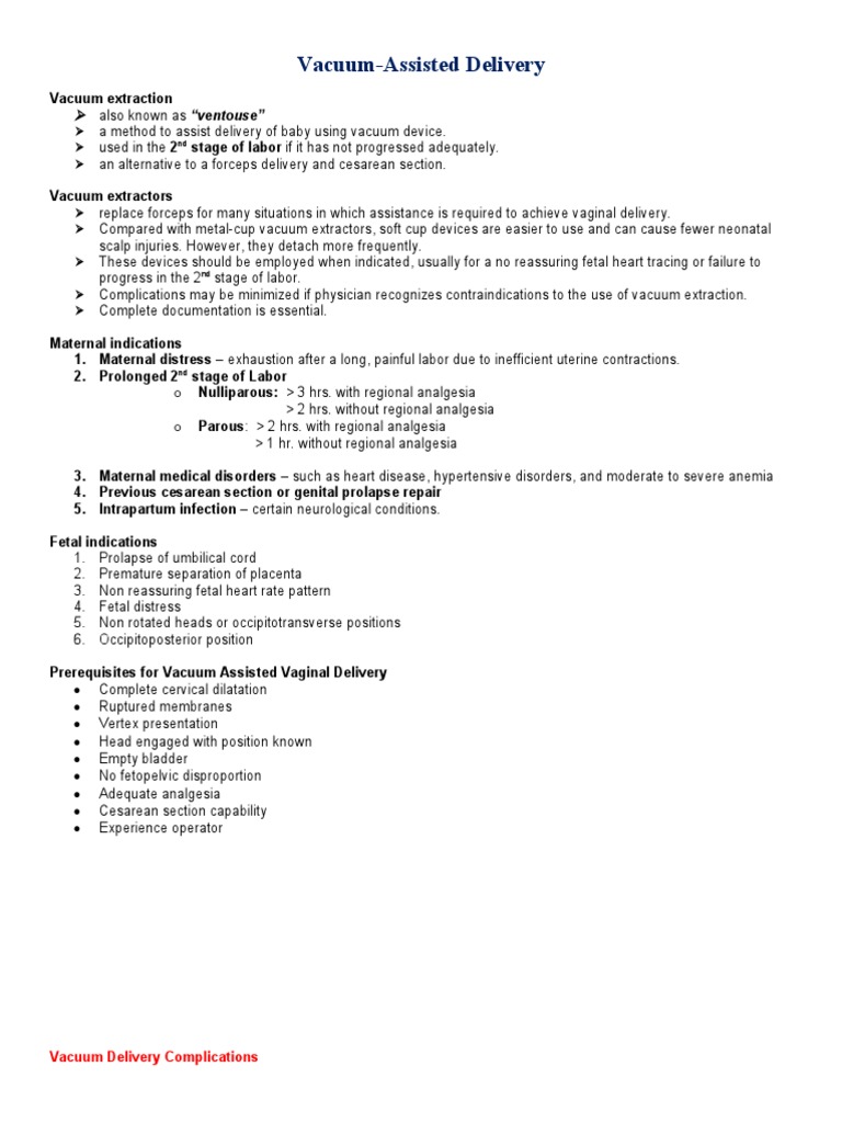 Vacuum Assisted Delivery PDF Childbirth Clinical Medicine