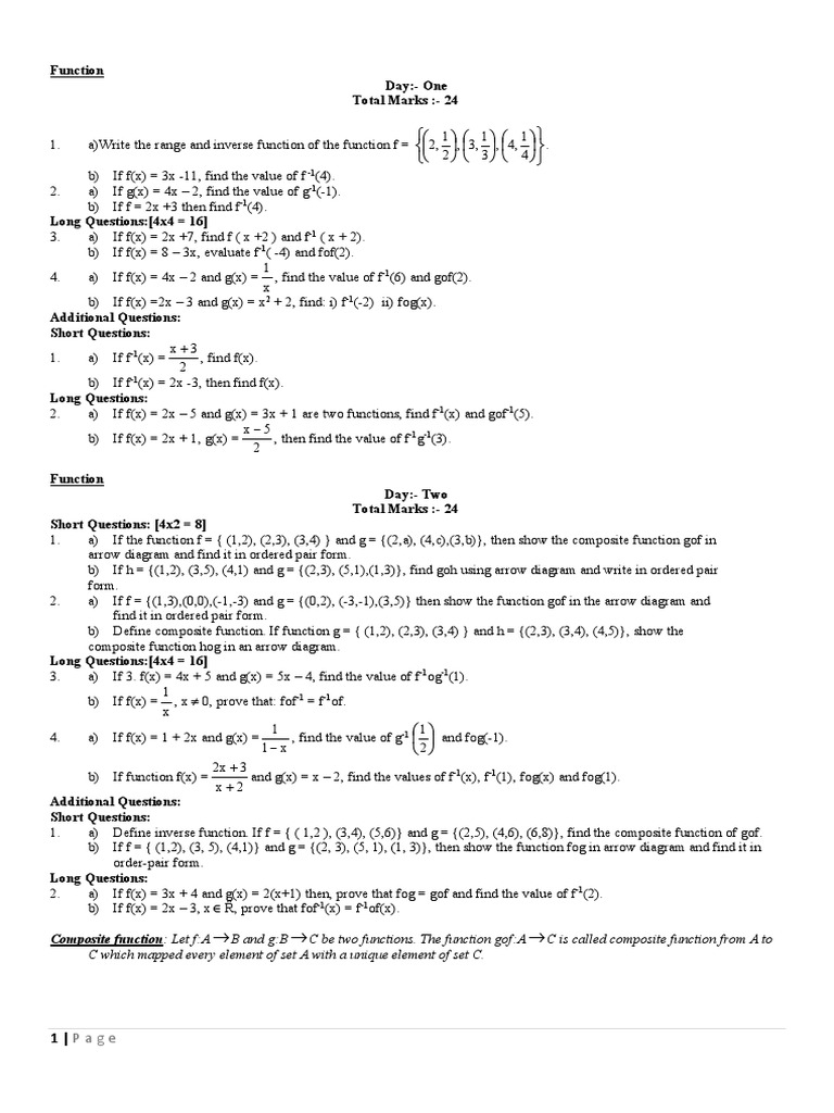 Functions and Inverse Calculations | PDF | Mean | Function (Mathematics)