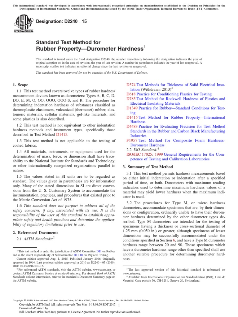 ASTM D2240 Durometer Hardness PDF