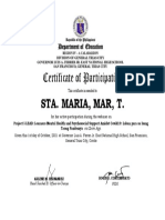 Certificate of Participation: Sta. Maria, Mar, T