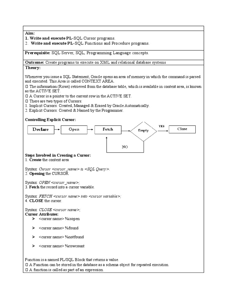 Write and Execute PL-SQL Functions and Procedure Programs | PDF | Pl ...