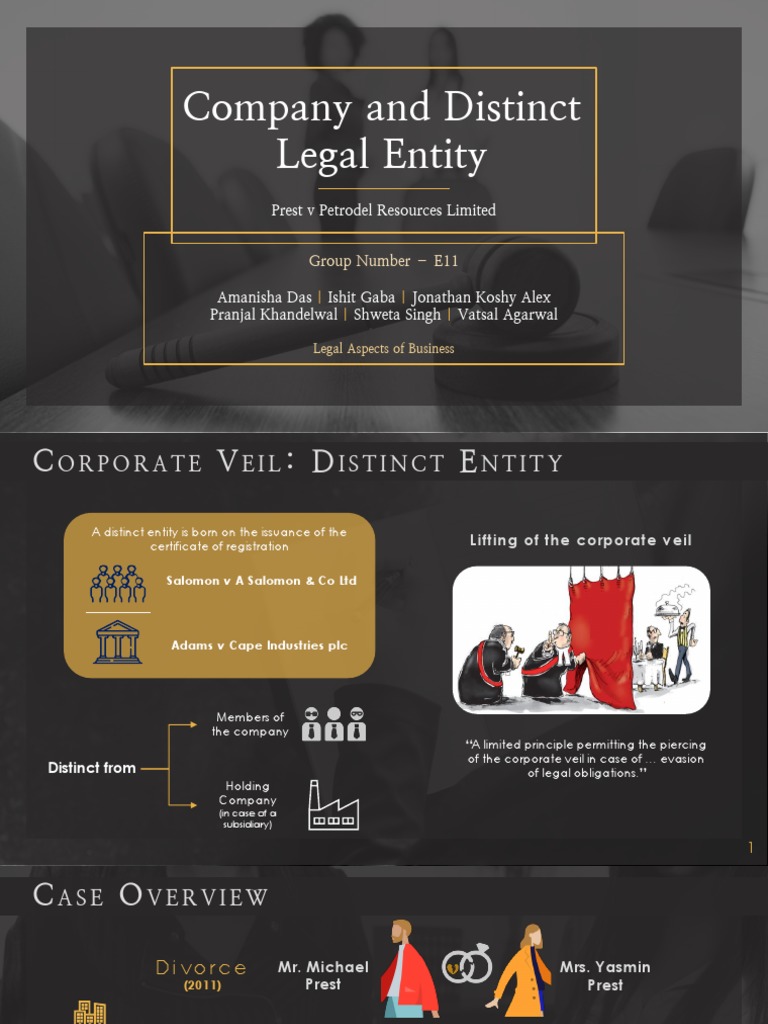 Company and Distinct Legal Entity Prest V Petrodel Resources Limited