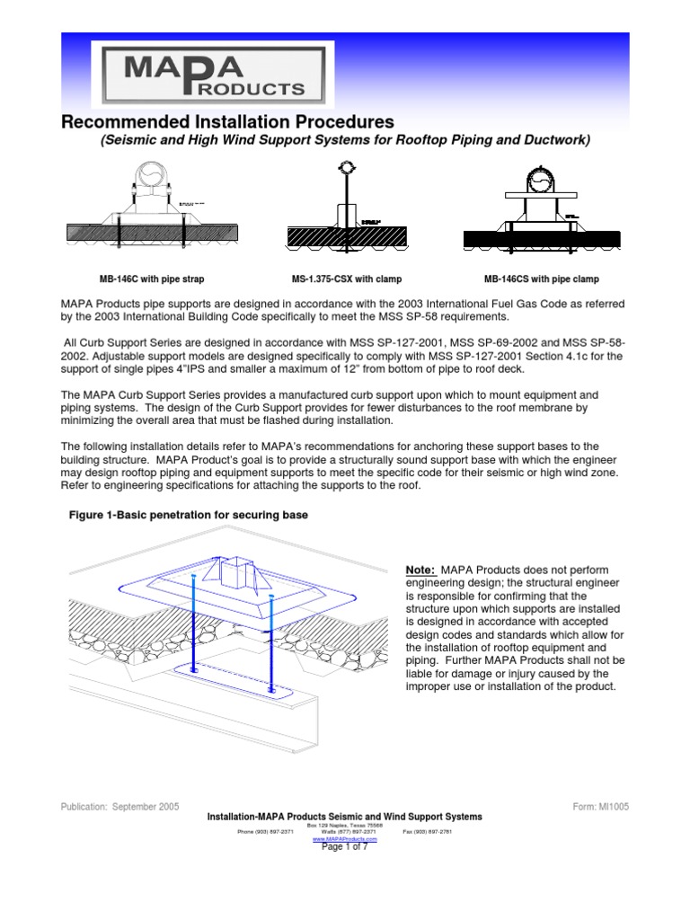 MAPA Install Seismic Wind | PDF | Pipe (Fluid Conveyance) | Engineering
