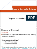 Research Methods in Computer Science: Chapter 1-Introduction