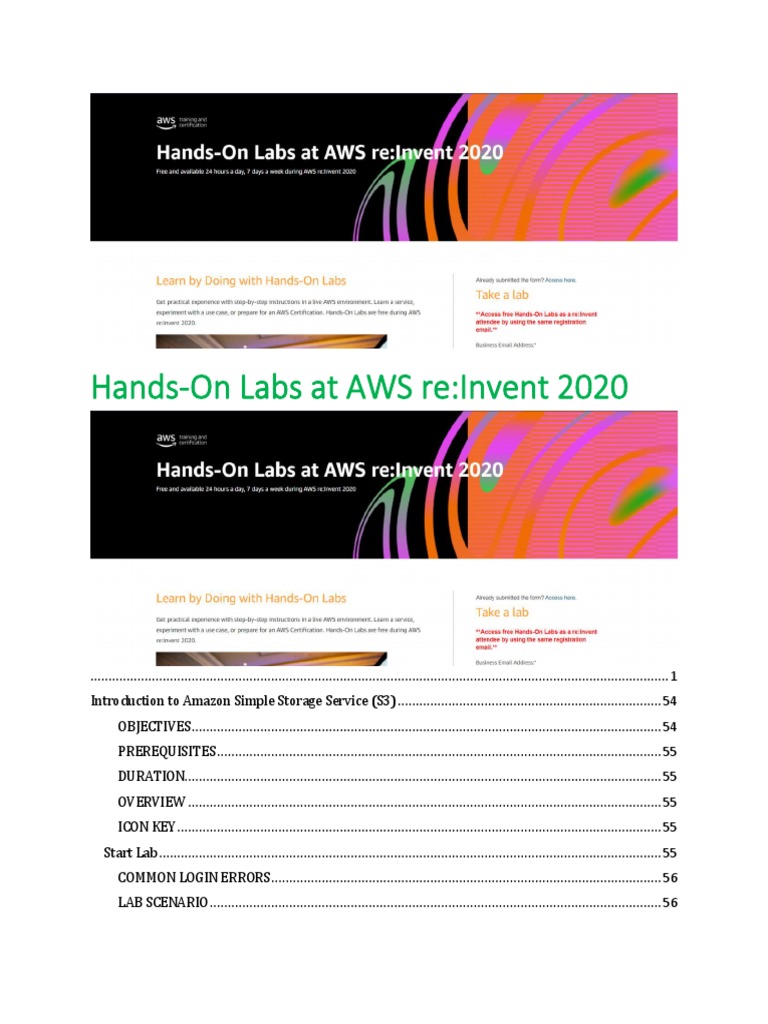 AWS Re Invent 2020 Hands-On Labs 12162020 | PDF | Amazon Web Services ...