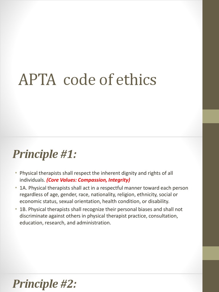 Apta Code of Ethics | PDF | Psychotherapy | Physical Therapy
