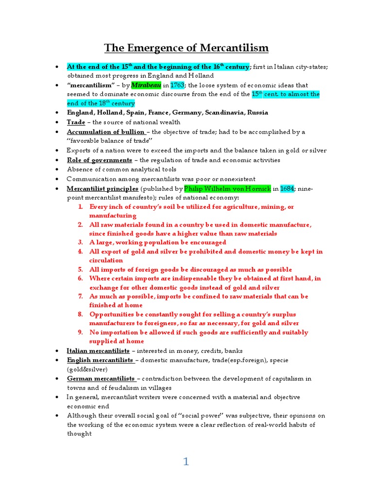 04.the Emergence of Mercantilism | PDF | Mercantilism | Balance Of Trade