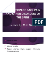 Evaluation of Back Pain and Other Disorders of The Spine
