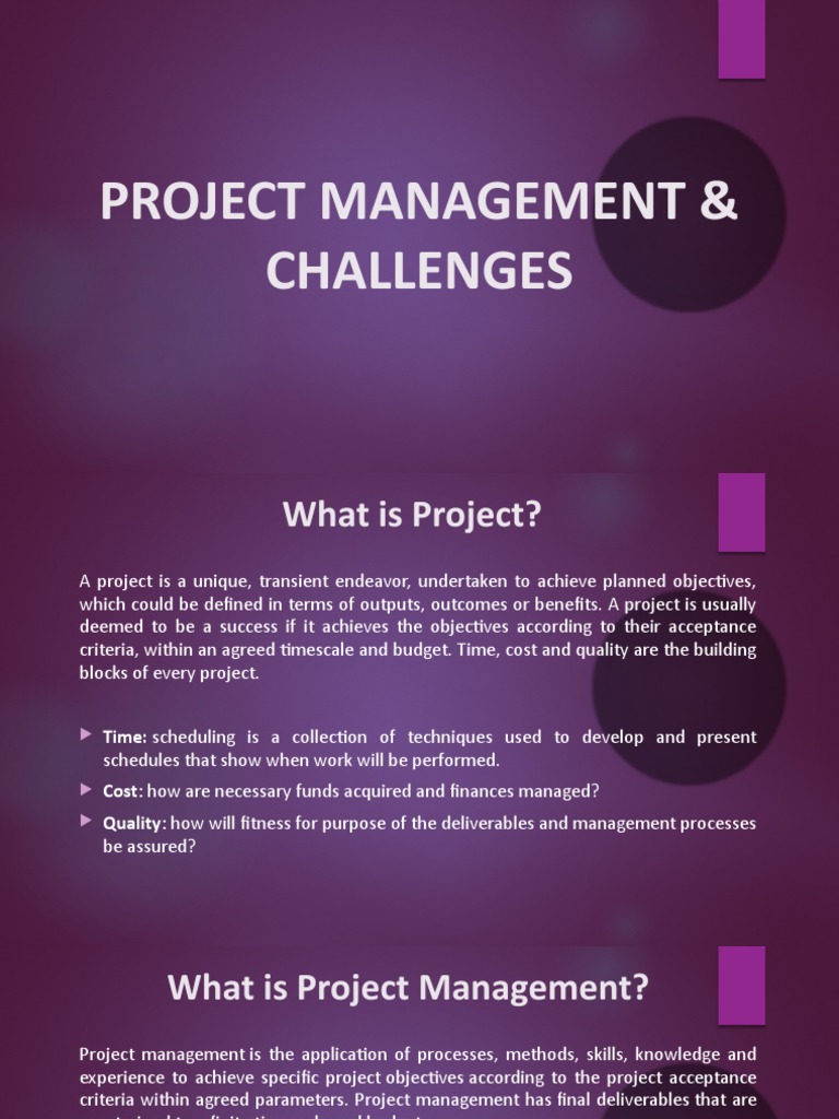 Project Management Challenges & Solutions | PDF | Project Management ...