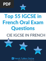 Top 55 IGCSE in French Oral Exam Questions CIE Board