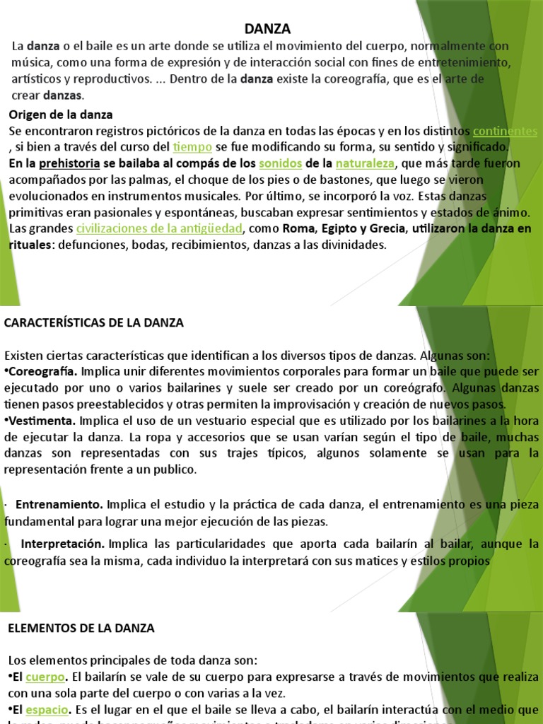 Elementos y Tipos de Danza | PDF | Bailes | Las artes escénicas