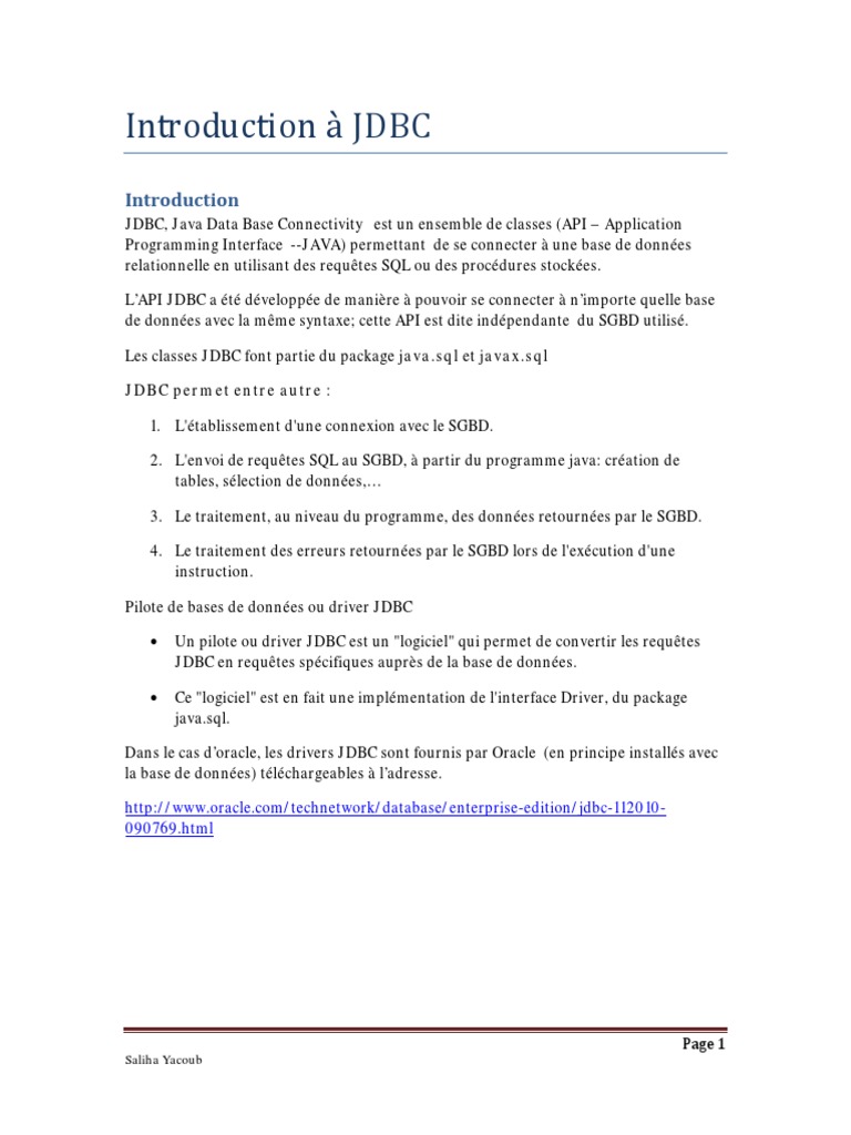 Introduction à JDBC et ses drivers | PDF | Java (Langage de ...
