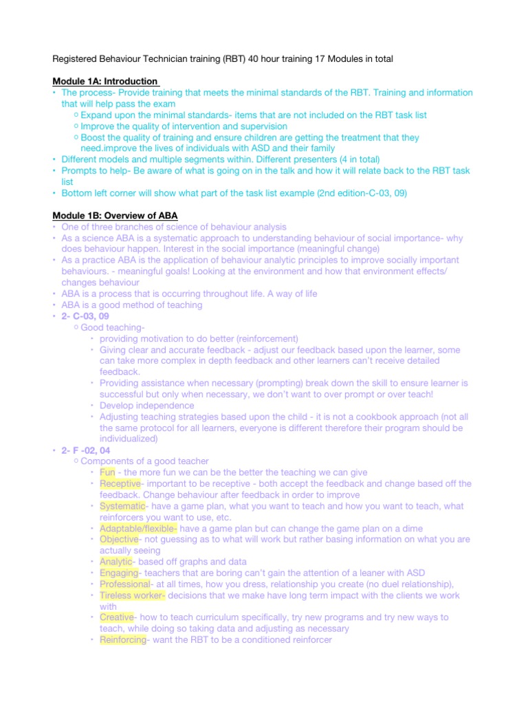 RBT Module Training PDF Classical Conditioning Reinforcement