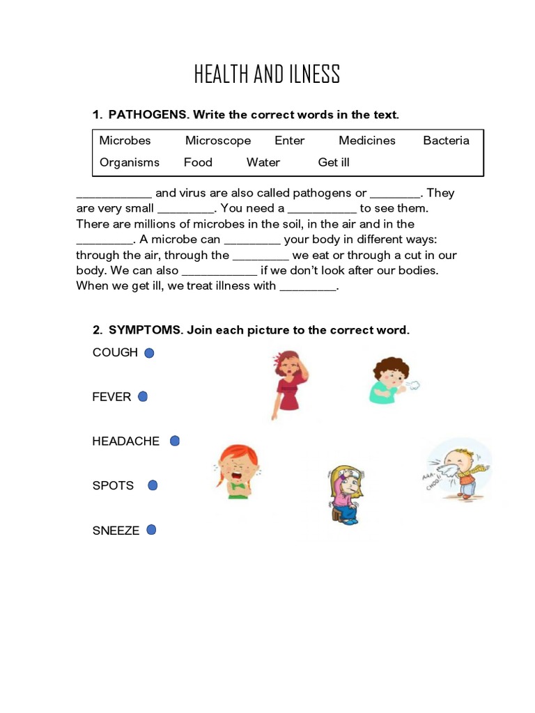 Health and Ilness: 1. PATHOGENS. Write The Correct Words in The Text | PDF