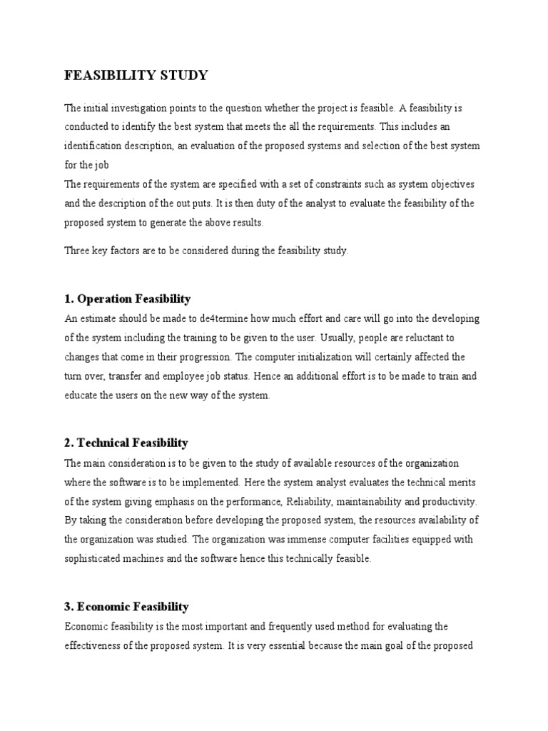 Feasibility Study Overview and Factors | PDF | Computers