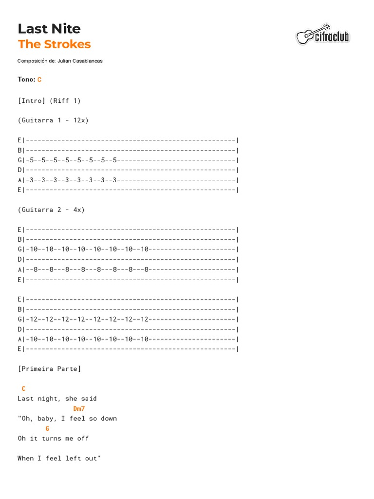 Cifra Club - The Strokes - Last Nite | PDF | Musical Groups