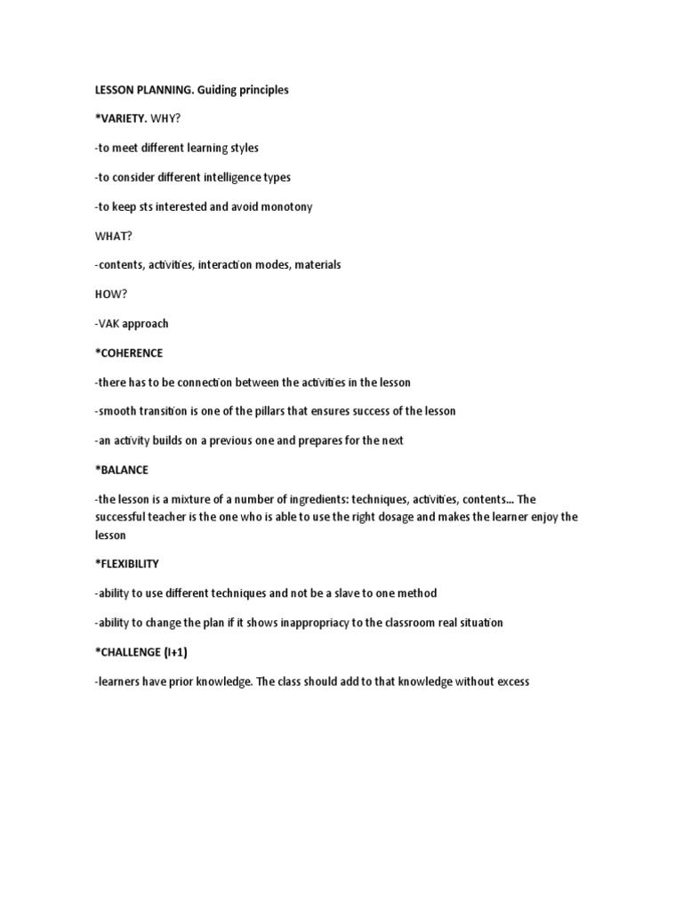 LESSON PLANNING - Guiding Principles | PDF