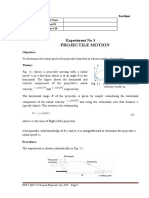 Projectile Motion: Experiment No 3