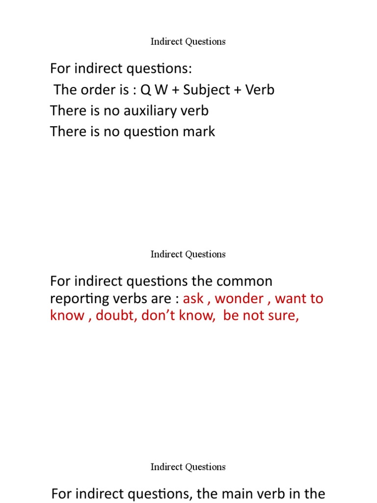 Understanding Indirect Questions | PDF | Self-Improvement | Wellness