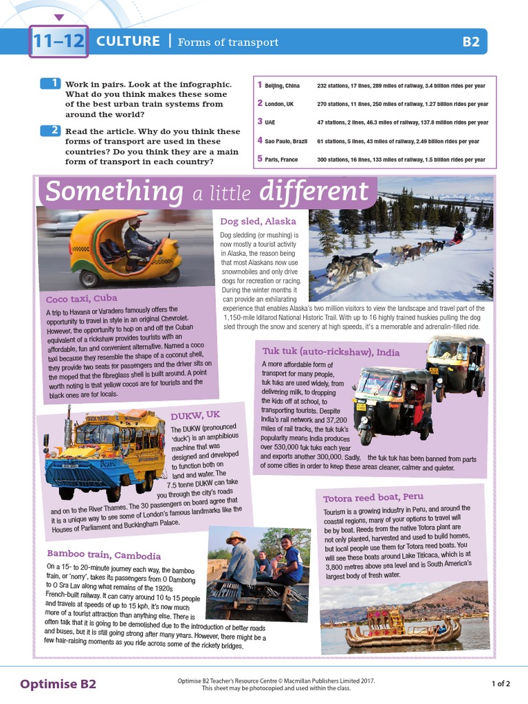 OPT B2 Culture Units11-12 Worksheet | PDF | Transport