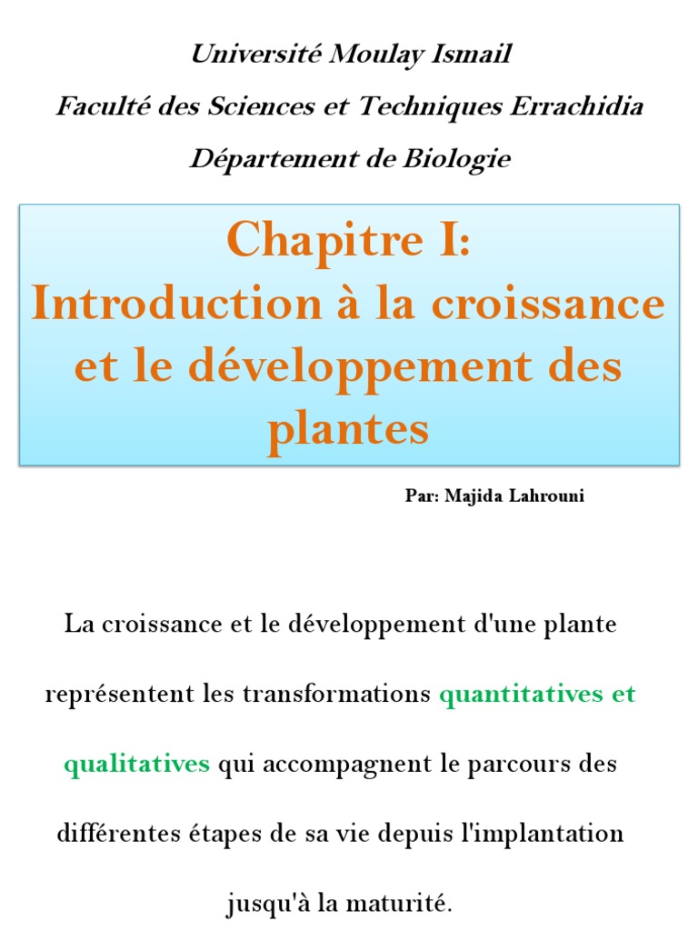 Croissance et développement des plantes | PDF | Plantes | Racine