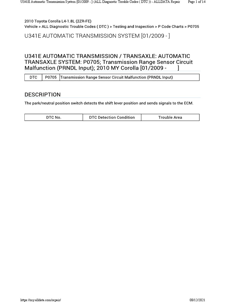 A Comprehensive Guide to Diagnostic Trouble Codes for the U341E
