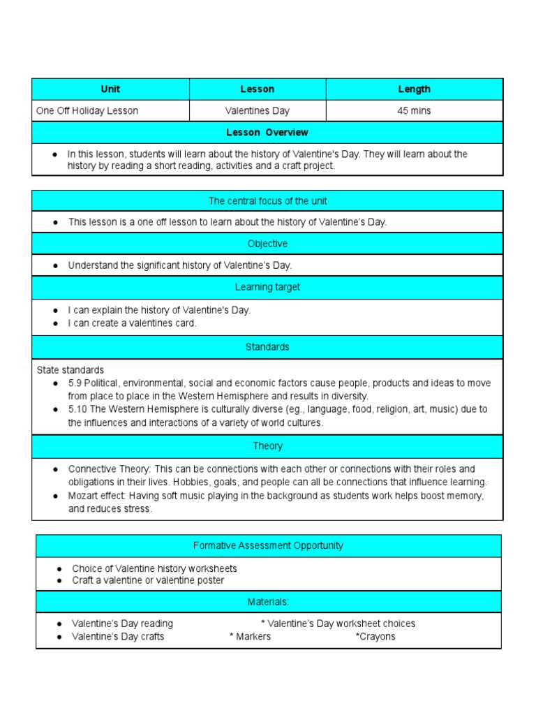Valentine Day History Lesson | PDF | Valentine's Day | Learning